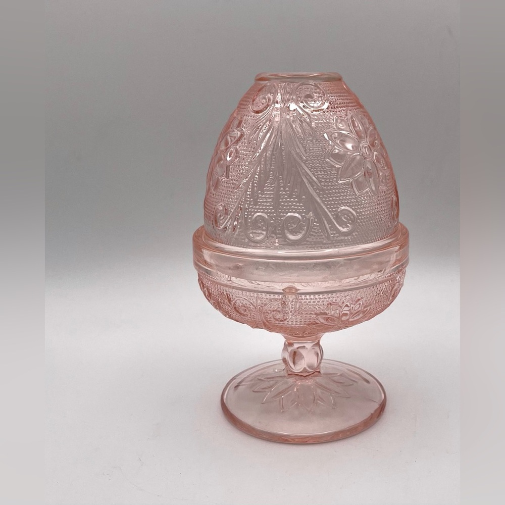 Vintage Tiara Pink Glass Fairy Lamp - Indiana Glass NEW WITH ORIGINAL BOX, Mint